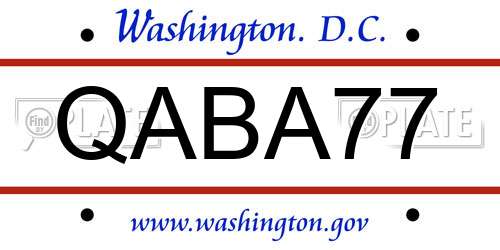 QABA77 District Of Columbia License Plate