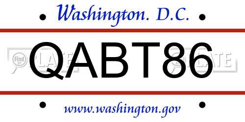 QABT86 District Of Columbia License Plate
