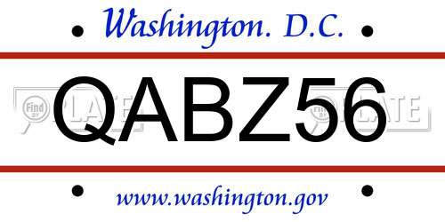 QABZ56 District Of Columbia License Plate