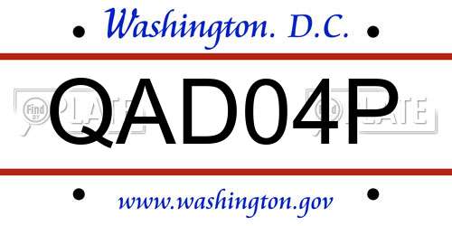 QAD04P District Of Columbia License Plate