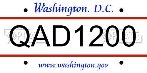 QAD1200 District Of Columbia License Plate