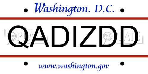 QADIZDD District Of Columbia License Plate