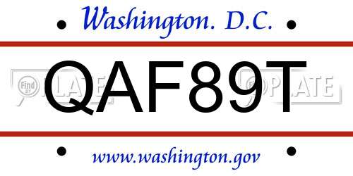 QAF89T District Of Columbia License Plate