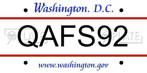 QAFS92 District Of Columbia License Plate