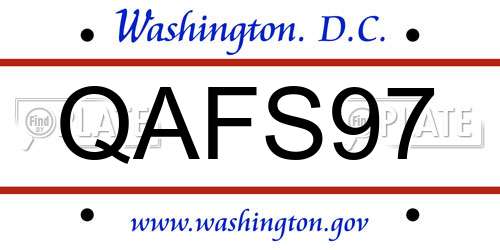 QAFS97 District Of Columbia License Plate