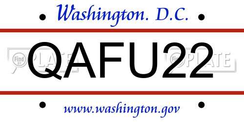 QAFU22 District Of Columbia License Plate