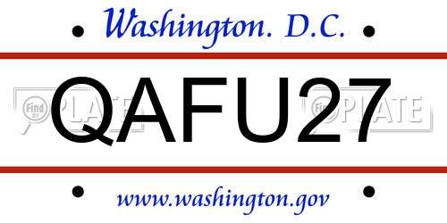 QAFU27 District Of Columbia License Plate