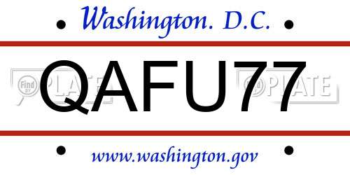 QAFU77 District Of Columbia License Plate