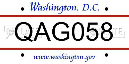 QAG058 District Of Columbia License Plate