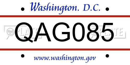 QAG085 District Of Columbia License Plate
