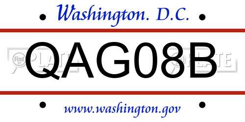 QAG08B District Of Columbia License Plate