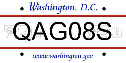 QAG08S District Of Columbia License Plate