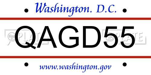 QAGD55 District Of Columbia License Plate