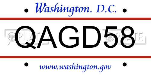 QAGD58 District Of Columbia License Plate