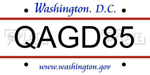 QAGD85 District Of Columbia License Plate