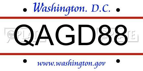 QAGD88 District Of Columbia License Plate