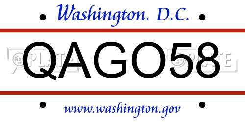 QAGO58 District Of Columbia License Plate