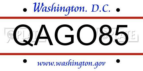 QAGO85 District Of Columbia License Plate