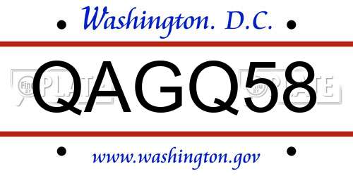 QAGQ58 District Of Columbia License Plate