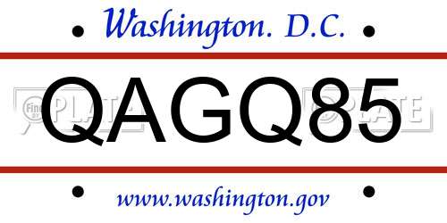 QAGQ85 District Of Columbia License Plate