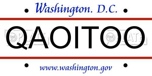 QAOITOO District Of Columbia License Plate