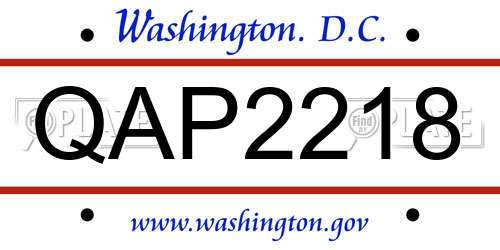 QAP2218 District Of Columbia License Plate