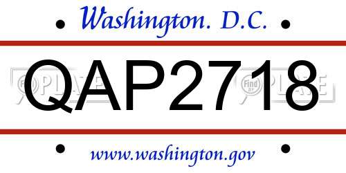 QAP2718 District Of Columbia License Plate