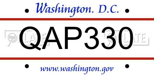 QAP330 District Of Columbia License Plate