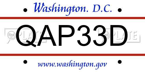 QAP33D District Of Columbia License Plate