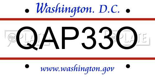 QAP33O District Of Columbia License Plate