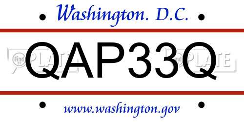 QAP33Q District Of Columbia License Plate
