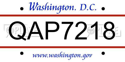 QAP7218 District Of Columbia License Plate