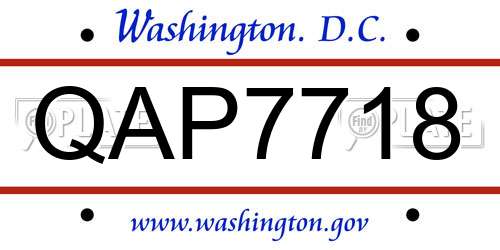 QAP7718 District Of Columbia License Plate