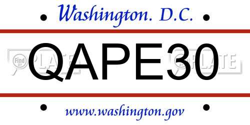 QAPE30 District Of Columbia License Plate
