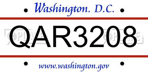 QAR3208 District Of Columbia License Plate