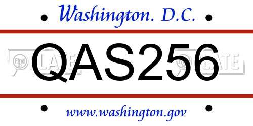 QAS256 District Of Columbia License Plate