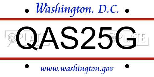QAS25G District Of Columbia License Plate