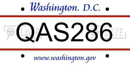 QAS286 District Of Columbia License Plate