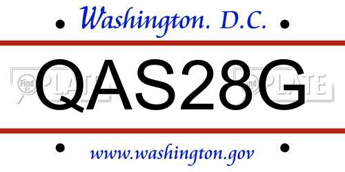QAS28G District Of Columbia License Plate