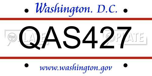 QAS427 District Of Columbia License Plate