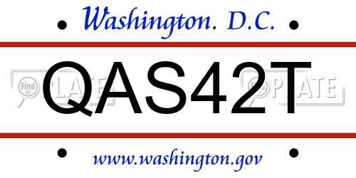 QAS42T District Of Columbia License Plate