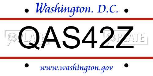 QAS42Z District Of Columbia License Plate