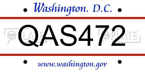 QAS472 District Of Columbia License Plate