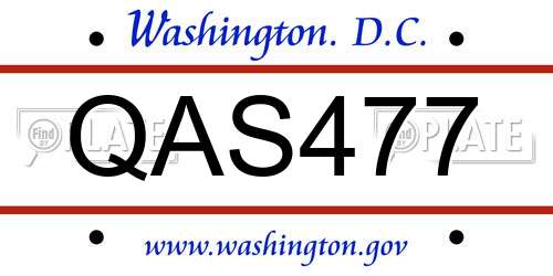 QAS477 District Of Columbia License Plate