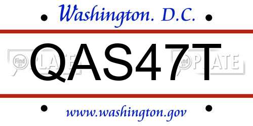QAS47T District Of Columbia License Plate