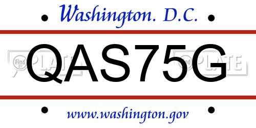 QAS75G District Of Columbia License Plate