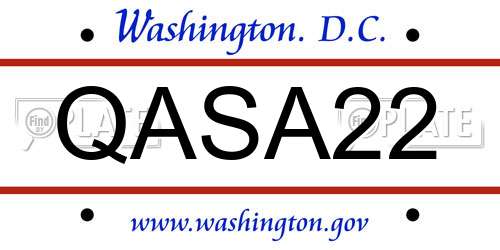 QASA22 District Of Columbia License Plate