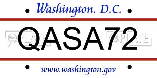 QASA72 District Of Columbia License Plate