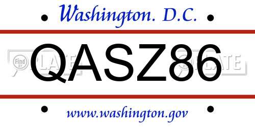 QASZ86 District Of Columbia License Plate