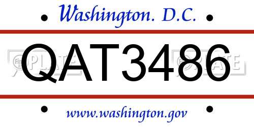 QAT3486 District Of Columbia License Plate